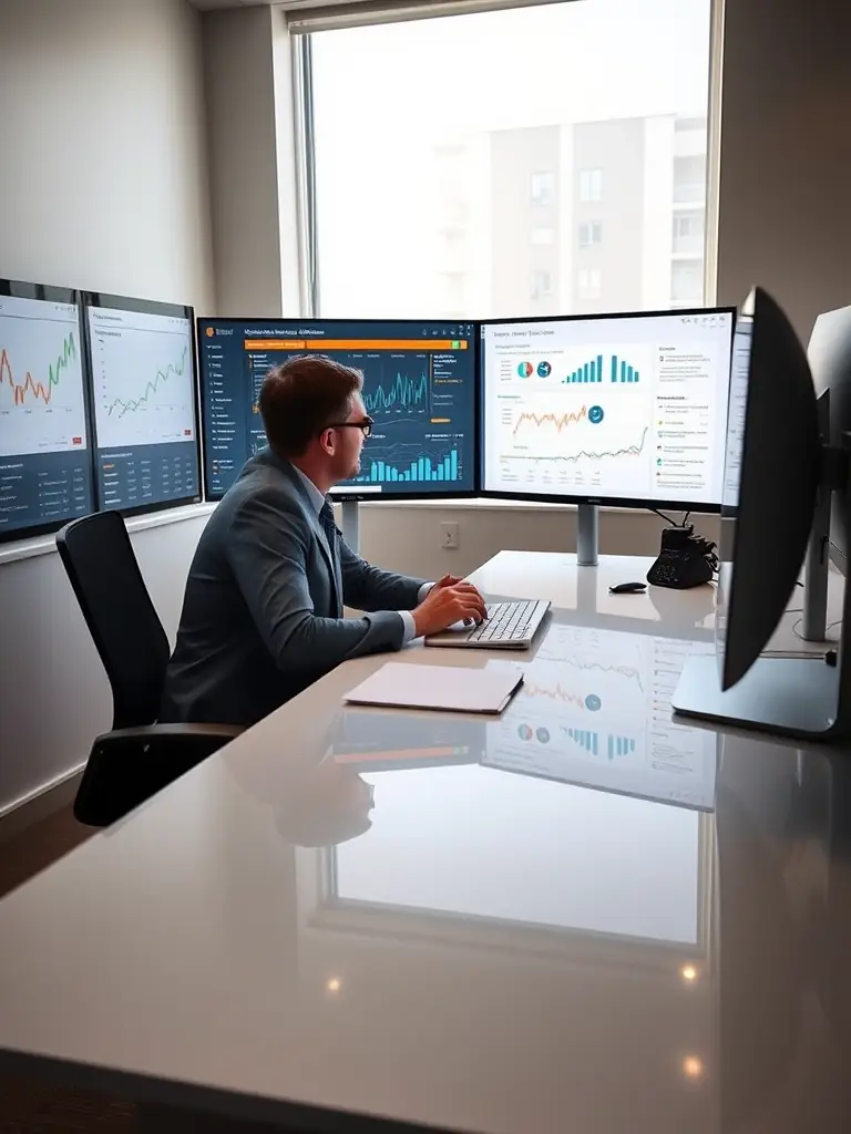 A Strikeworks data analytics consultant is presenting insights from a data analysis dashboard to a client, highlighting key trends and opportunities.