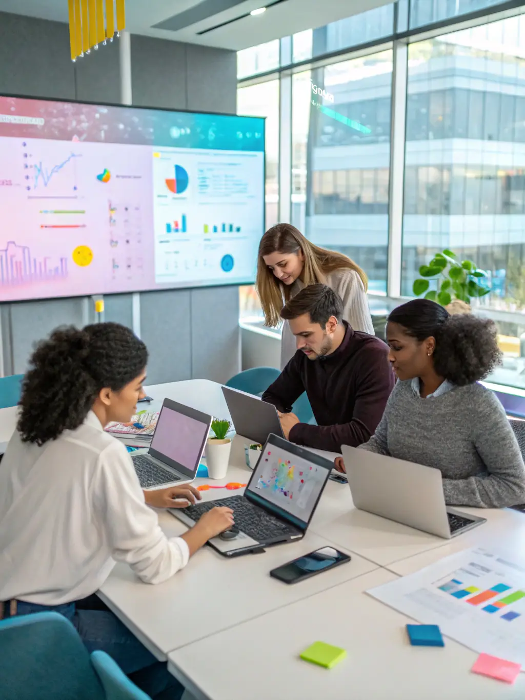 A diverse team of IT professionals collaborating on a project, showcasing the range of expertise available through Strikeworks' staffing solutions.